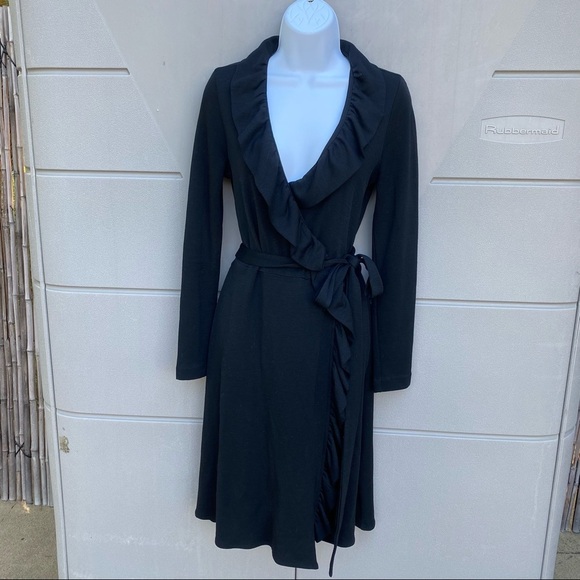 Milly of New York Women’s vintage black wool wrap dress sz S - Picture 1 of 5